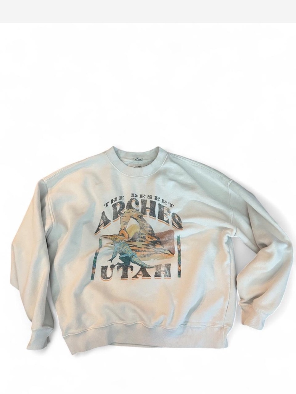 Off White Arches Utah Graphic Crewneck Sweater Abercrombie and Fitch Medium